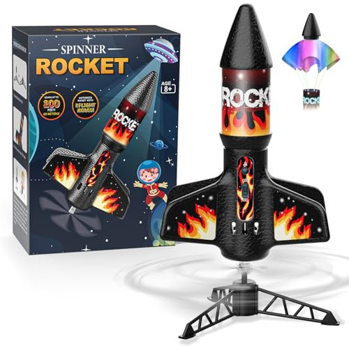 Mafbeanl Rocket Launcher for Kids, Self Launching Motorized Air Rocket Toy, Outdoor Toys for Ages 8-12, Model Rockets with Parachute Safely Land, Spaceship Launch up to 200 ft Birthday Gifts for Boys