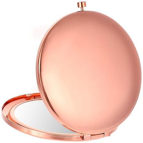 Aeaocvo Taschenspiegel 7 cm, Roségold Taschenspiegel mit Vergrößerung, 1x / 2X Pocket Mirror, Klein Klappbar Tragbarer Handspiegel für Frauen, Mädchen