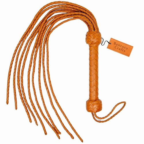 Tan Cat-O-Nine Tails Erotischer handgemachter Thuddy Flogger aus Leder