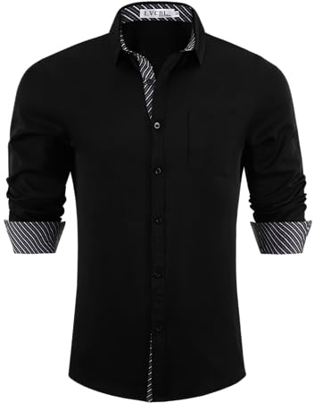 LVCBL Chemise Homme à la Mode - Chemise Homme Manches Longues pour Bureau, Loisir & Célébration M-3XL