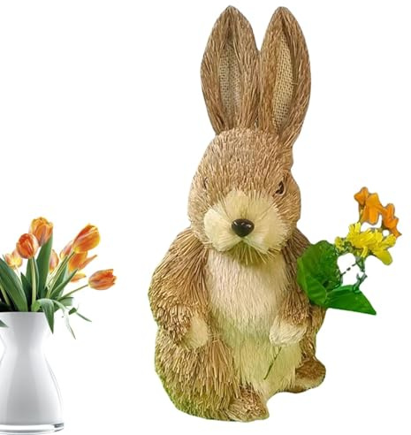 Conejo De Pascua De Pies, Decoración De Conejito De Paja, Conejito De Pascua De Sisal, Conejito De Paja De Pascua, Figurita De Guirnalda De Conejito | Conejo De Pascua De Sisal Diverten