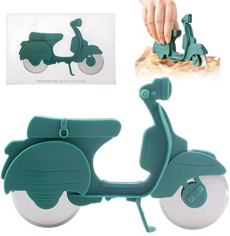 svpfuo Rotella Tagliapizza Moto, Rotella Pizza con Supporto, Moto Pizza Cutter,Novità Coltello da Pizza, Coltello da Pizza con Rotella a Doppia Punta e Supporto, Divertente Coltello da Pizza