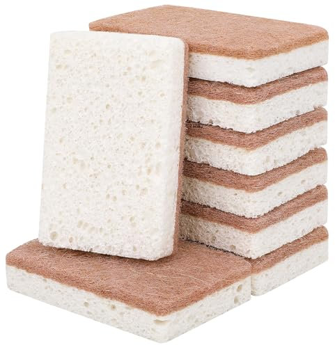 GRBAIN Estropajo Ecologico Estropajo Cocina Hecho de Fibra de Coco y Celulosa Estropajo Biodegradable Esponja Cocina para Limpieza Hogar Productos Ecologicos Esponja Limpieza Hogar-8 Piezas