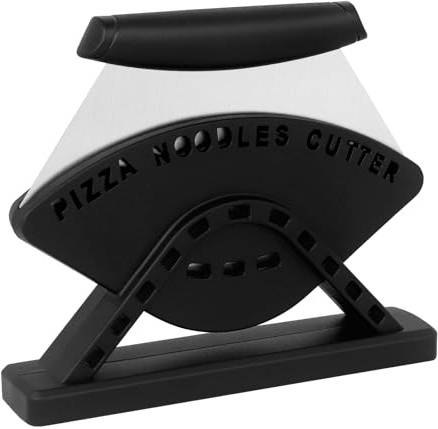KUONIIY Tagliapizza, lame ultra affilate in acciaio inox, affettatrice per pizza con impugnatura morbida e supporto, nero