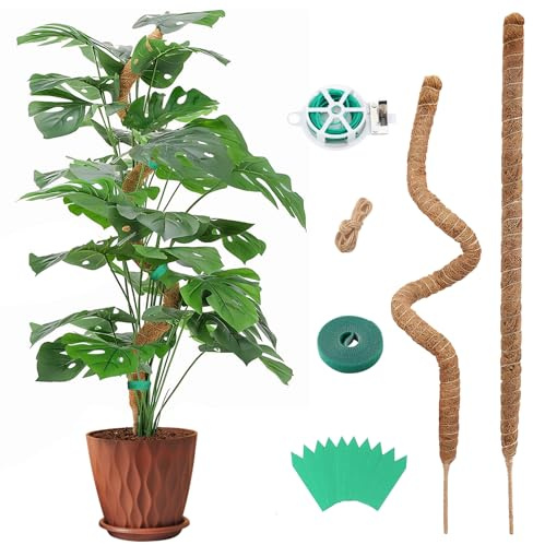 Zhiaek 2 Pezzi 120CM Bastone per Piante Rampicanti Fibra di Cocco Sostegno per Piante Rampicanti e Monstera Bastone Balcone e Giardino