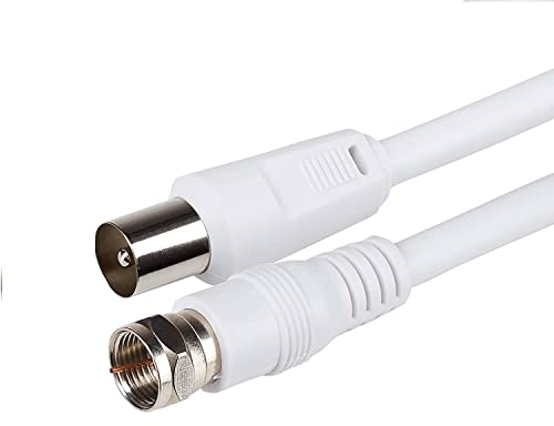 CABLEPELADO Câble Antenne-Satellite 75 Ohm | Connecteur Coaxial Mâle Vers Type F Mâle | Pour Satellite Freesat Sky Virgin BT TV HDTV DVB DVD Radio/Coax d'Antenne | Blanc | 1,50 m