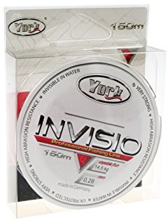 YORK Invisio Angelschnur 150m Spule 0,14mm-0,40mm Monofile Schnur Fluorocarbon beschichtet (0,02€/m) (0,28mm/14,5kg)