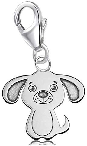 Goldene Hufeisen Ciondolo a forma di cane a forma di moschettone, per braccialetto o collana con charm, in argento 925, Argento sterling, Non pertinente.