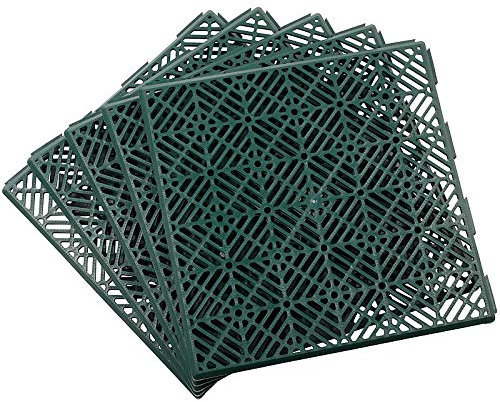 Garden Mile 5 azulejos verdes entrelazados para terrazas de 30 cm x 30 cm, resistentes para jardín, para exteriores, patio, azulejos antideslizantes, rejillas de plástico para terrazas