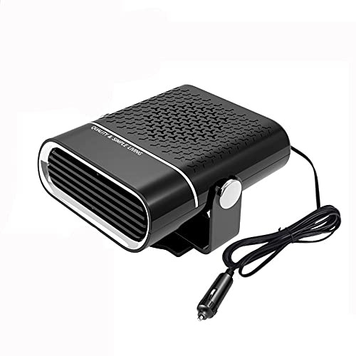 Sbrinatore per Riscaldatore per Auto, Riloer 12V/24V 150W Sbrinatore per Parabrezza 2 in 1 per Auto, Accendisigari Portatile Ventola per Auto Regolabile a 360 ° Ventola di Riscaldamento, Nero