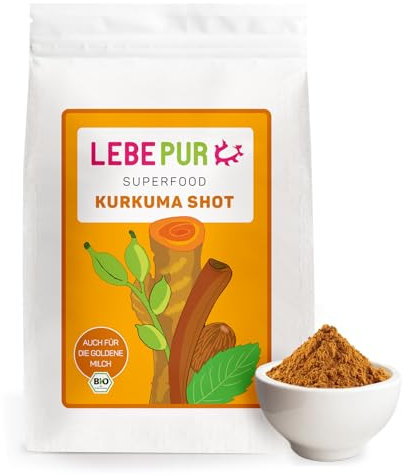Lebepur BIO Kurkuma Shot 500g | ca. 200 Portionen hochdosiert Curcuma Shot, Ingwer Shot | 100% Bio-Gewürzmischung für Getränke | natürlicher Turmeric Shot I vegan