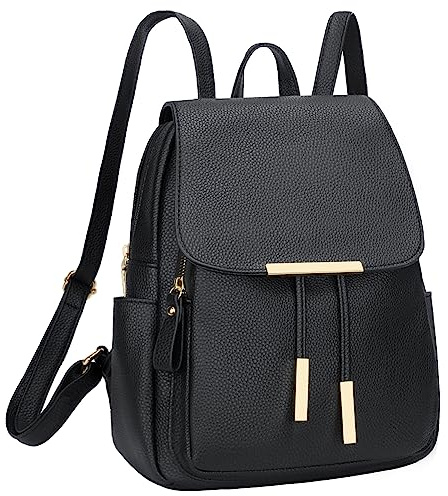 KKXIU Trendy Leather Backpack Purse for Women and Ladies Shoulder Travel Daypacks Bags (A-Black)