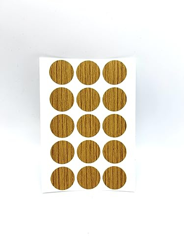 15x Selbstklebende Abdeckkappen für Schrauben, Bohrlöcher & kleine Macken - Universell einsetzbare Schraubenabdeckung (Eiche, Ø 20 mm)