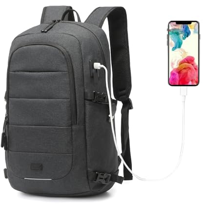 Kono Travel Laptop Backpack Anti-Theft 15.6 Inch Business Laptop Rucksack Bag with USB Charging Port, Water Resistant Lightweight Casual Daypack Computer Bag for Men Women