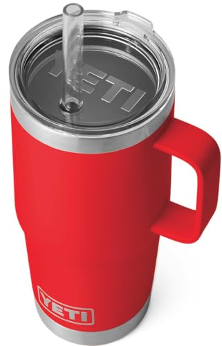 YETI Rambler Trinkbecher Mit Trinkhalmdeckel, Rescue Red, 25 oz (739 ml)