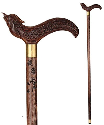 QHFTREX Bastón de Madera para Caminar, bastón para Ancianos, muletas de Madera de secuoya, Mango de Madera Maciza Antideslizante (A) powerfully