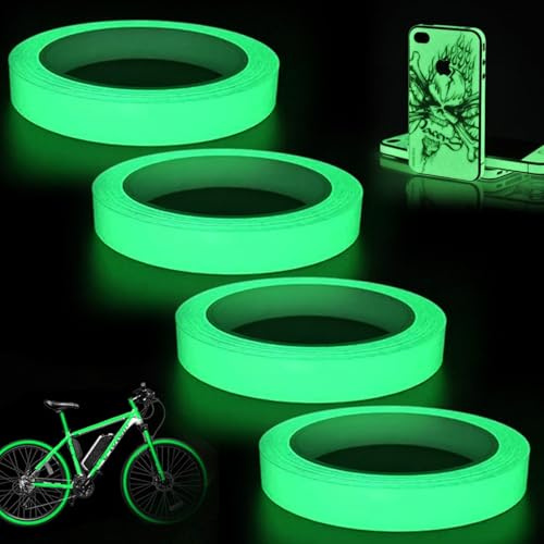 Fluoreszierendes Klebeband 4 Stück Leuchtstreifen Selbstklebend Leuchtband Selbstklebend Neon Klebeband Fluoreszierende Aufkleber 1cm*5m Geeignet für Treppen Wände und Notausgangsschilder