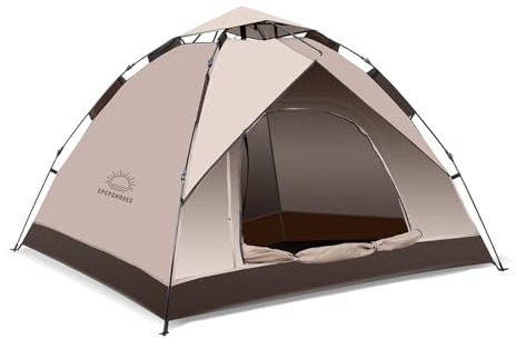 EPCPSHADES Camping Dome Tent for 2 Man, Waterproof Pop up Tent with Carry bag, Instant Double Layer Camping Automatic Tents for Outdoor, Khaki