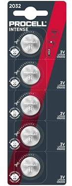 Procell Batteria al litio, batteria a bottone, CR2032, 3 V intense, confezione da 5