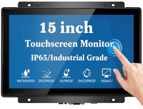 RIUIIN 15 Inch Touch Monitor - 10-Point Capacitive PCAP 1024x768 4:3 LCD Display with HDMI VGA and 12V DC Power - for Kiosk POS Vending and Self-Service Automation with VESA Open-Frame Mount