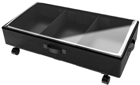 SOLUSTRE Organizador de Ropa Debajo Cama con Ruedas Bolsa de Almacenamiento de Oxford Compartimentos con Ventana Transparente Contenedor Antipolvo para Mantas Edredones y Ropa