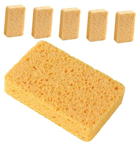 ABOOFAN Lot De 6 Éponges De Nettoyage à Vaisselle Jaunes Épaisses 2,5 Cm en Cellulose Super Absorbante, Éponge à Récurer Réutilisable Cuisine Et Wok Quotidien