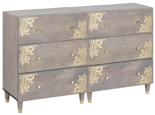 SKM Vitrina 2 pcs Gris 60 x 33.5 x 75 cm Madera Maciza de Mango,Mobiliario,Armarios y Almacenamiento,Taquillas y armarios de Almacenamiento,Gris,42.22 kg,3310151