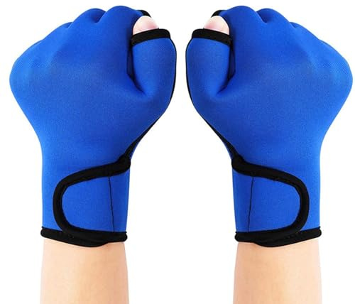 Guantes de natación para buceo – neopreno ajustable de 2 mm sin dedos | Guantes de nuevo palmeados anti-patitos | Para adultos y niños durante el entrenamiento de nuevo, el buceo y los S