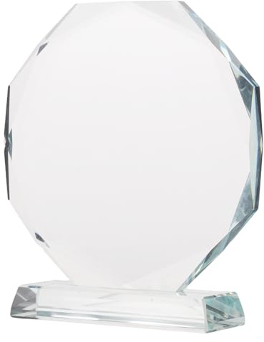 GOOHOCHY Trophée en cristal transparent - 12,2 x 10,3 x 3,3 cm - Trophée en verre à 8 faces - Prix de reconnaissance pour les employés, les anniversaires d'entreprise et les compétitions