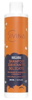 Shampoo Idratante Delicato Baby Curly per bambini con capelli mossi, ricci e afro di DIVINA BLK con estratti di melograno (250ml)