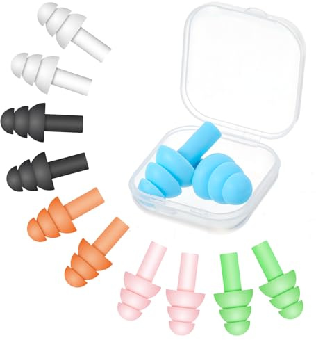 6 tapones para los oídos de silicona, tapones para los oídos para nadar para dormir | Tapones de viaje reutilizables para los oídos pequeños con caja de almacenamiento, para dormir, natación, ronquidos
