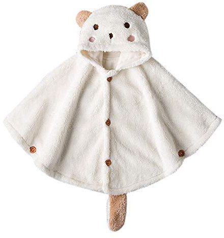 TININNA Lindo Capa Poncho con Capucha,Abrigo con Sombrero Infantil del Cabo del Poncho con Capucha de la Felpa de la Ropa de Bebe