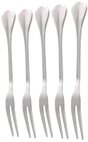 HERCHR Fourchettes de Table 5 Pièces, Fourchettes de Table en Acier Inoxydable, Ensemble de Couverts, Fourchettes à Dessert, Fourchettes de Table, Fourchettes à Salade Pour la Maison