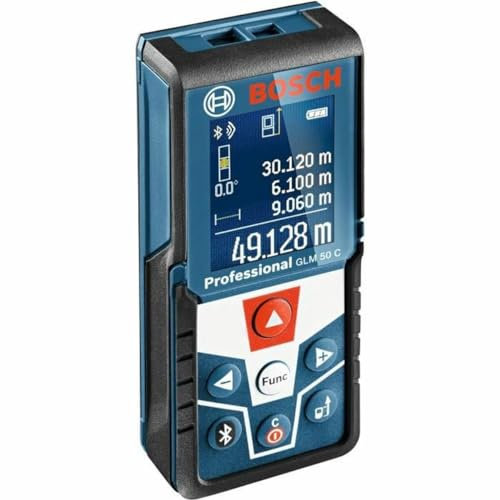 Bosch Professional Distanziometro Laser GLM 50C (Trasferimento Dati Bluetooth, Sensore di Inclinazione a 360°, Misurazione: 0.05-50 m, 2 Pile a Stilo da 1.5V, Custodia Protettiva) - Amazon Exclusive