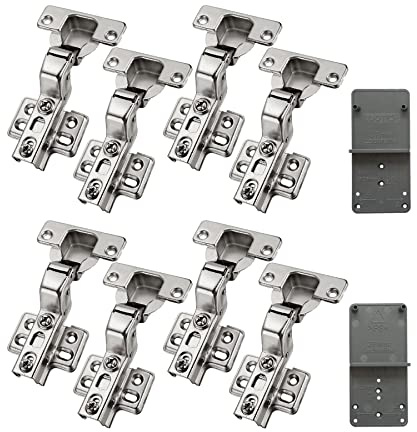 LOOTICH 105 Grado Fixed-On Battuta Interna Cerniere per Porte con Ammortizzatore Integrato Chiusura Lenta Cucina Cerniera Armadio Porta per Ante Mobili Morbido Paracolpi 8 Pezzi