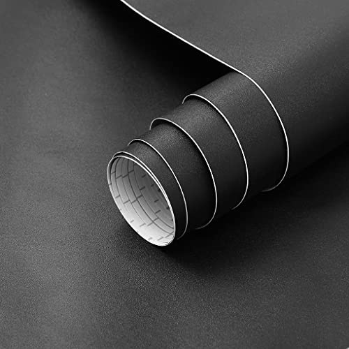 Arthome Nero Pellicola Adesiva per mobili 44cmx10m Nero Carta da Parati Solido Opaco Strutturato Autoadesivo pellicola vinilica Decorativa per controsoffitto, armadi, mobili cucina