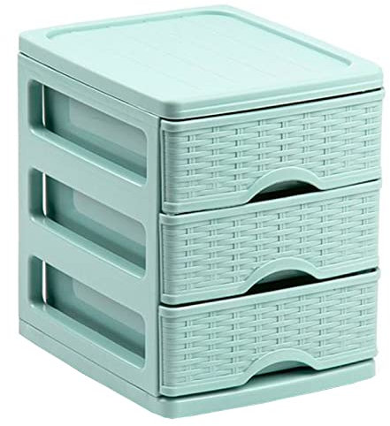 AC - Cajonera de Almacenamiento Turia, Efecto Mimbre, 3 cajones, Torre de Almacenamiento Multiusos para Oficina, hogar, Escuela, etc. 17 x 13,5 x 17 cm. Color Surtido.