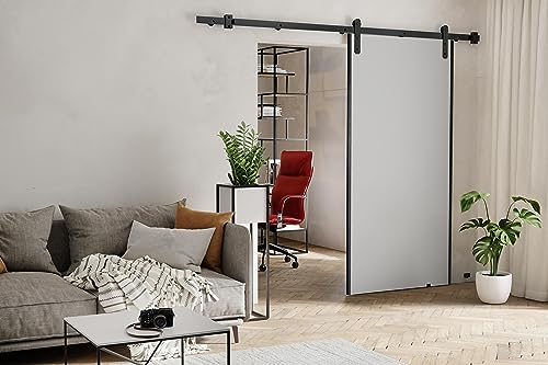 KIER FURNITURE AURA Schiebetüren – Schiebetür Komplettset Schiene Komplettset Mit Tür – Zimmertüren Mit Zarge Komplett - B106xH205xT1,6 cm - Weiß