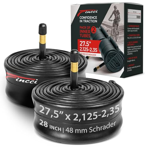 Fincci Fahrradschlauch 27,5 - Paar Fahrrad Schlauch 27. 5 Zoll MTB, 27.5 x 2.1 x 2.35 für Mountainbike, E Bike, Rennrad Fahrrad, Klapprad mit Schrader 48 mm Autoventil, Schläuche - 2er Pack