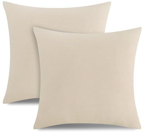 ATsense 2er Set Kissenbezug 80x80 cm - 100% Gewaschene Baumwolle, Hell Taupe Kopfkissenbezug mit Reißverschluss, ÖKO-TEX Zertifiziert Weich, Nicht Lleicht Verformbar