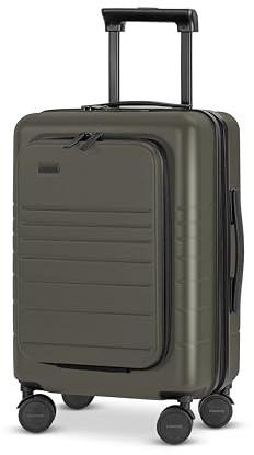 ETERNITIVE - Handgepäck Koffer I Reisekoffer aus Polycarbonat & ABS I Größe: 54 x 34 x 23,5 cm I USB-C- und USB-A-Port I Koffer Leicht mit Rollen 360° I Hartschalenkoffer mit TSA-Schloss I Olivgrün