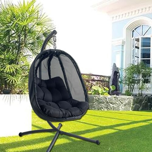 Home Luxe Texteline Black Swing Hanging Egg Chair with Cushion