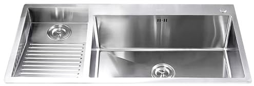 Grande Lavello Per Lavanderia Con Accessori Di Scarico, Vasca Per Lavanderia In Acciaio Inossidabile Con Asse Per Lavare, Vasca Per Lavanderia A Doppia Vasca, Lavandini Di Lavanderia(A,120x48x22cm)