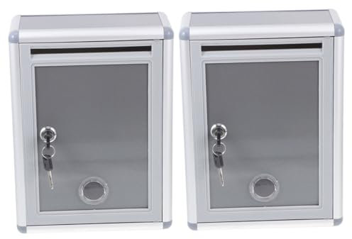 Veemoon 2pcs Metal Wall Mounted Mailbox Key Lock Box Outdoor Suggestion Box Voting