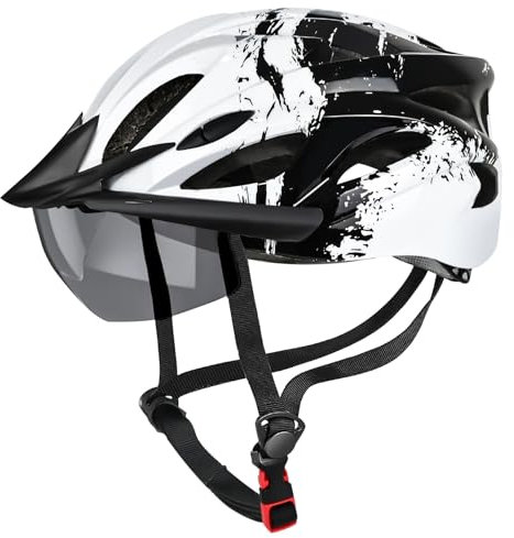 Joellfuner Casco Bici Uomo Donna, Casco MTB con Occhiali Magnetici e Visiera Rimovibile, Cascos Bicicletta Leggeri Traspirante, per Biciclette, Monopattini Elettrici Adulti, Certificato CE, 57-62cm