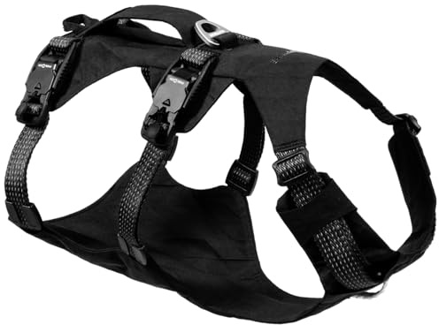 Ruffwear, Ridgeline Dog Harness, XPAC RX30, Fidlock Magnetic Buckles, 3 Leash Points, Supportive Belly Panel, Reflective & Light Loop, Low-Profile Handle, Obsidian Black, Medium