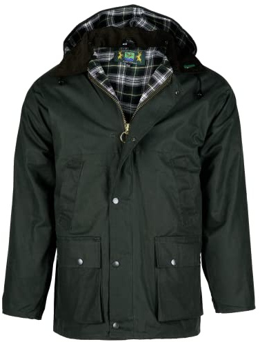 Romneys Gefütterte Englische Wachsjacke Country – Winterjacke für Damen & Herren | Warm wattiert, wind- & wasserdicht | Robuste Outdoor- und Regenjacke mit Kapuze