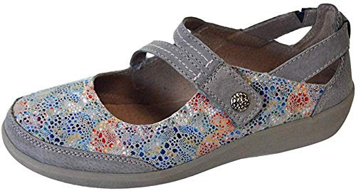 Boulevard Ladies Super Comfy Wide Fit Velcro Casual Shoes (6, Grey/Multi)