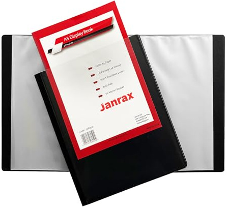 Janrax Präsentationsbuch, A5, 20 Hüllen (40 Ansichten), für Büroprojekte, Schul- und Universitätsaufgaben.