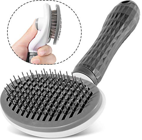 Alihoo Katzenbürste Unterfell Hundebürste Softbürste für Langhaar Universal-Pflegebürste automatische Reinigung Haustierbürste Kamm (Grau)